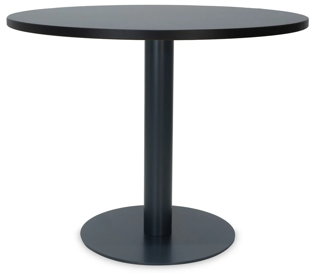 Mesa de Reunião Redonda 1000x750 mm – Tampo Preto em Melamina, Estrutura Preta