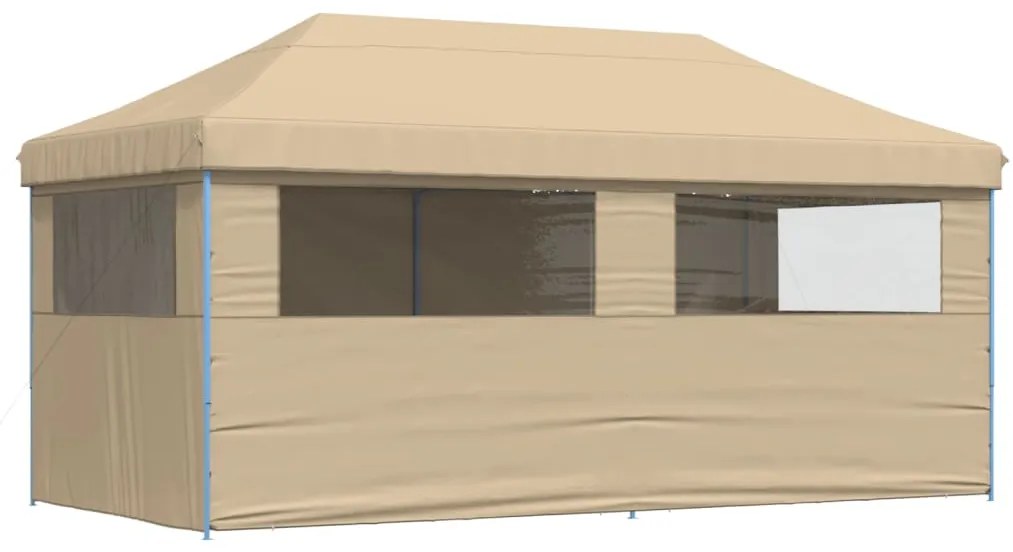 Tenda para festas pop-up dobrável com 4 paredes laterais bege