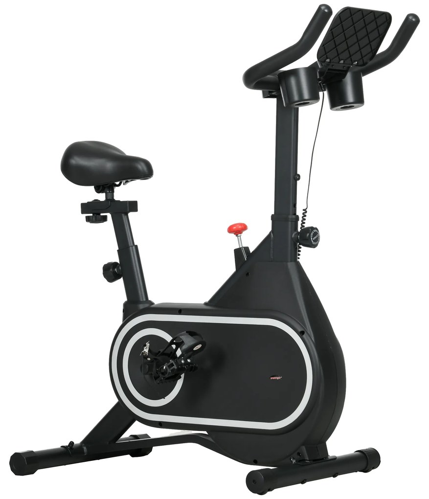 Bicicleta Estática com Ecrã LCD Assento e Guiador Ajustáveis Volante 4 kg e Porta Garrafa  93x48,5x102-112 cm Preto