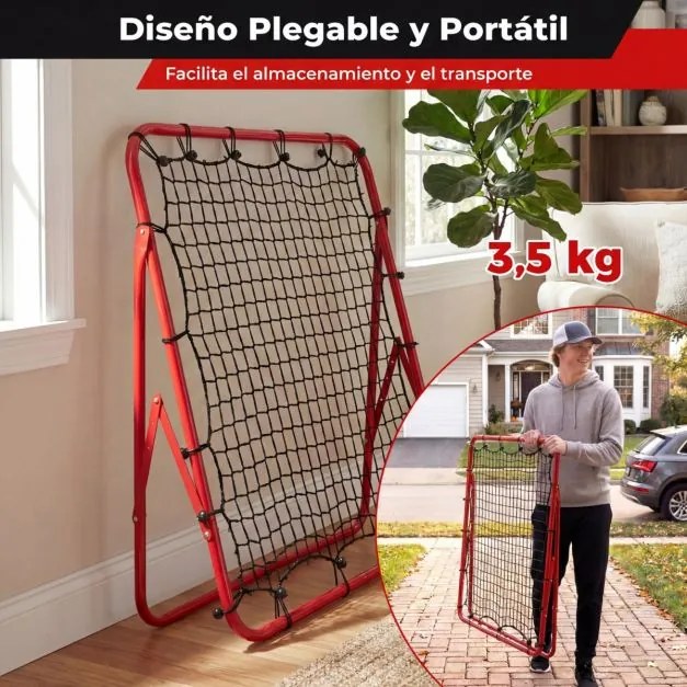 Rede dobrável ajustável para futebol ideal para treinar remates e passes – Equipamento desportivo para balizas de exterior – Vermelha