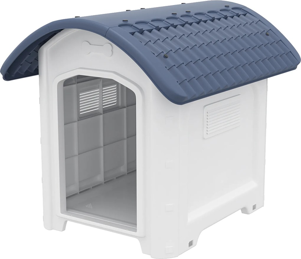 PawHut Casota para Cão Exterior, Casa para Cão em Plástico com Piso Elevado e Removível, Teto Impermeável, cinza | Aosom Portugal