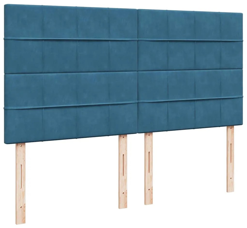 Cama com molas/colchão 180x200 cm veludo azul-escuro