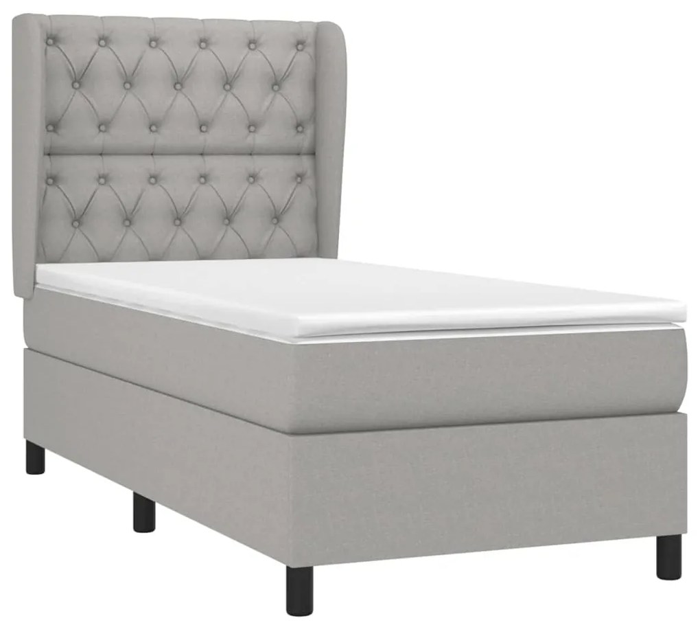 Cama com molas/colchão 80x200 cm tecido cinza-claro