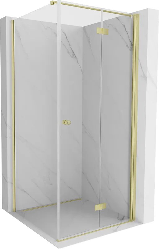 Mexen Mist-F cabine de duche dobrável direita 80 x 80 cm, transparente, dourado escovado - 8A6T-080-080-55-00-P