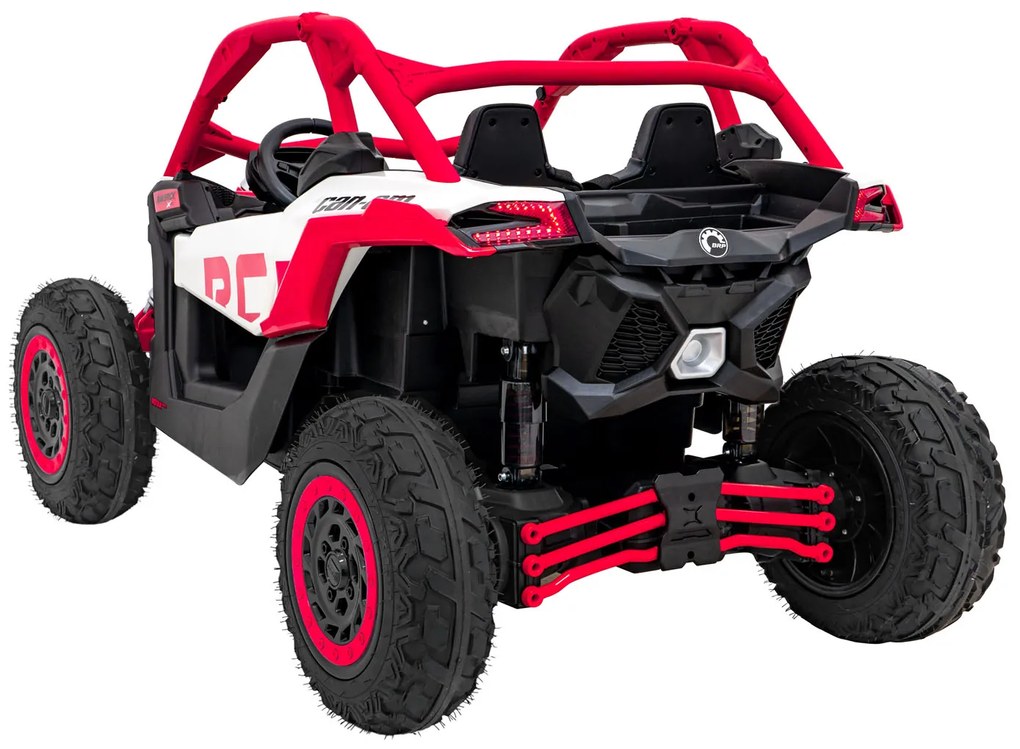 Carro elétrico para Crianças 2 Lugares 24V CAM-AM Buggy Maverick Turbo RR STRONG Motor 320 W, Rodas AR bombeado, assento couro ecológico Vermelho