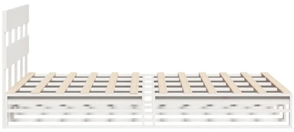 Cama sem colchão 150x200 cm madeira de pinho maciça branco