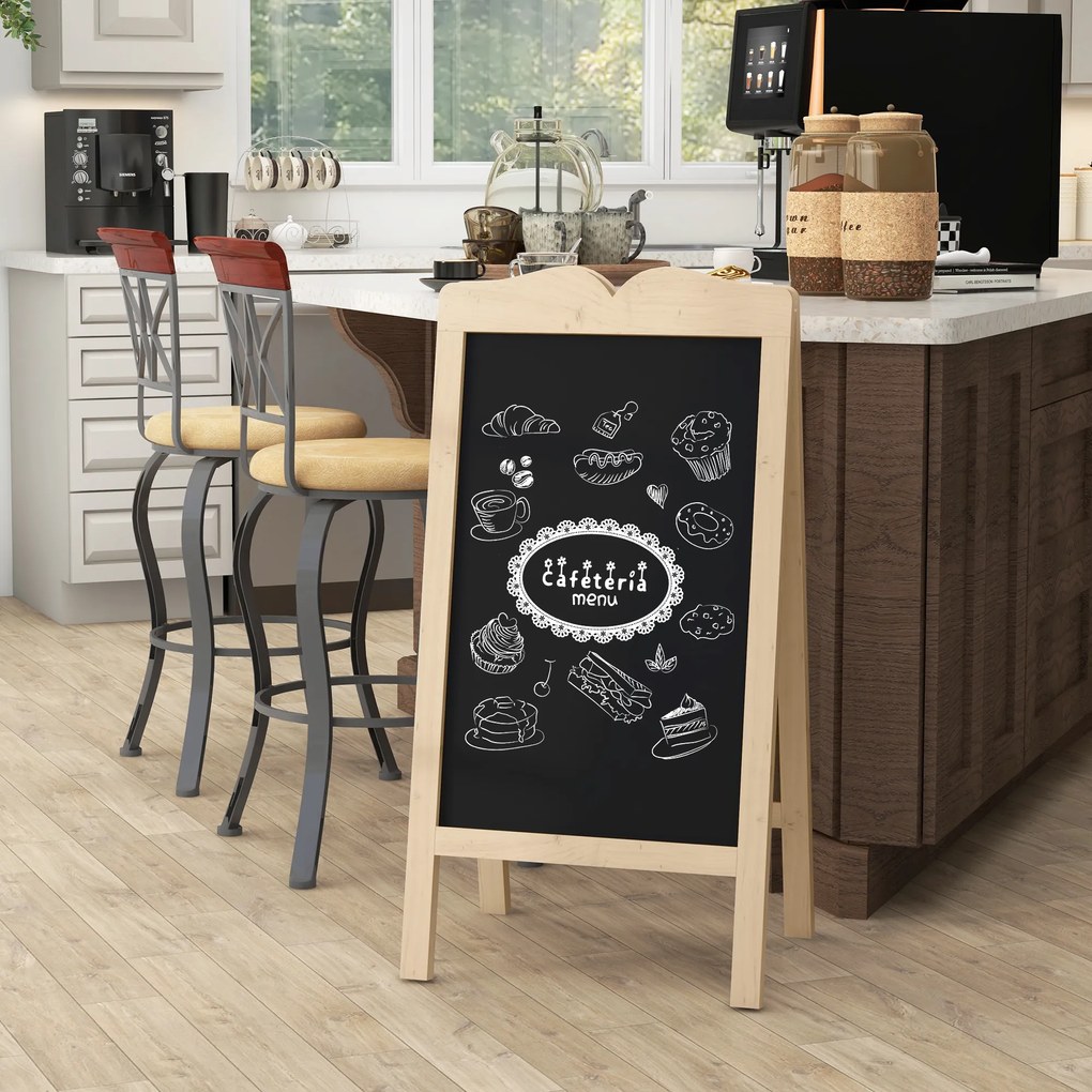 Quadro de Cavalete Cavalete Quadro Negro Magnético Dobrável com 8 Gizes Líquidos e 6 Placas de Palavras 51x42x101 cm Madeira