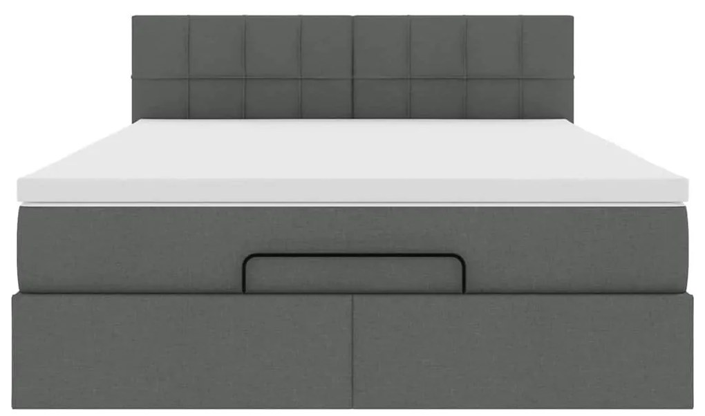 Cama otomana com colchão &amp; LEDs 140x200 cm cinzento escuro