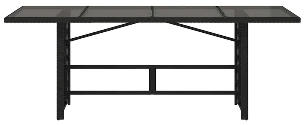 Mesa de jardim com tampo de vidro 190x80x74 cm vime PE preto