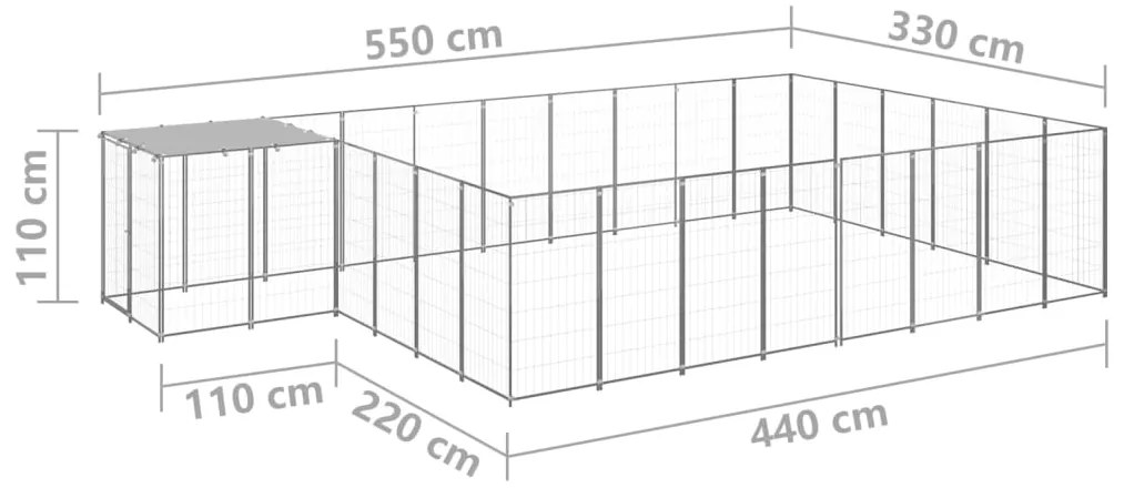Canil 15,73 m² aço prateado