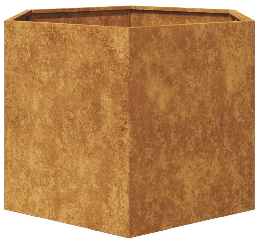 Vaso/floreira de jardim hexagonal 69x60x45 cm aço corten