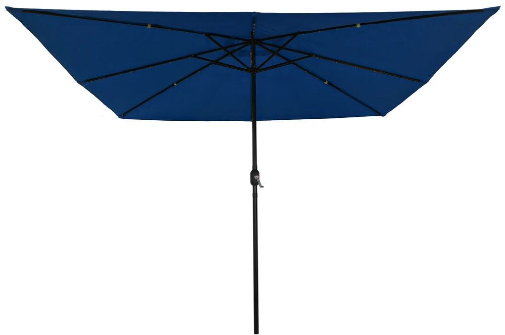 Parasol Quadrado para Jardim vidaXL com Luzes LED 295x245 cm Azul Céu