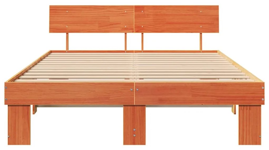 Estrutura da Cama com cabeceira Castanho-mel 140 x 200 cm