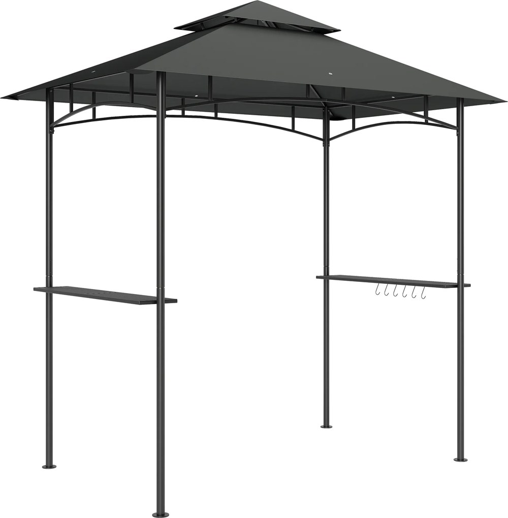 Outsunny Pavilhão para churrasco com LED 240 x 150 x 258 cm resistente à água retardante de chama Pavilhão de jardim com dossel de dupla camada | Aosom Portugal