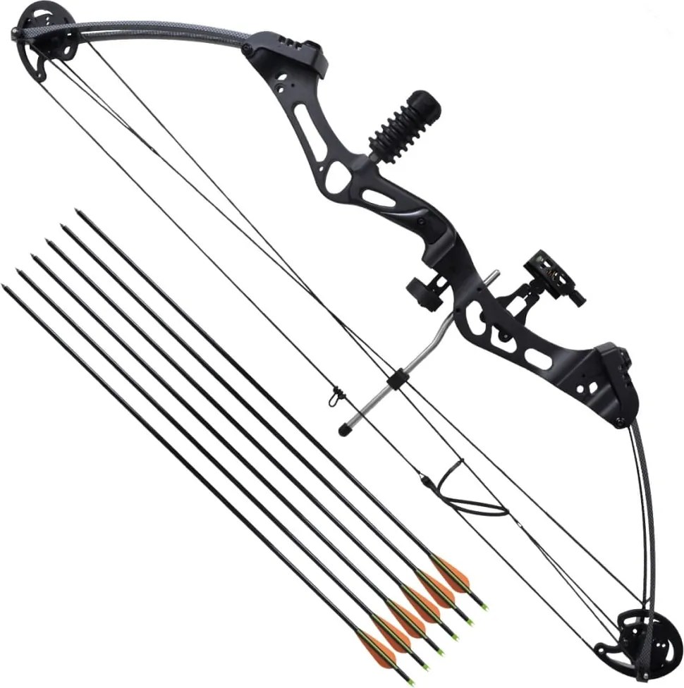 vidaXL Arco para adultos com acessórios/flechas fibra de vidro