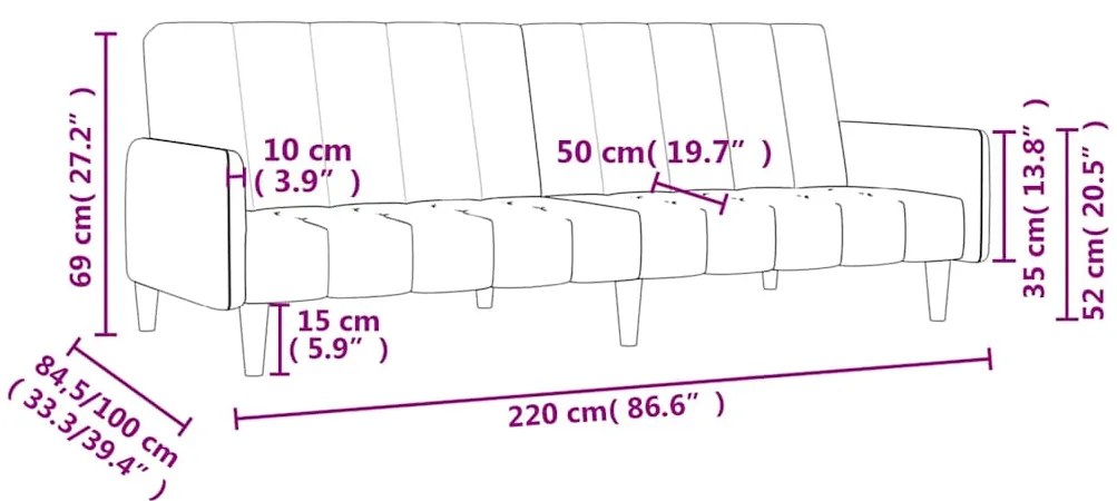Sofá-cama de 2 lugares veludo cinzento-escuro