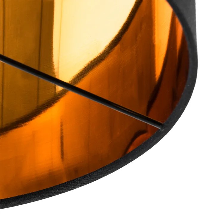 Candeeiro de pé moderno preto com dourado redondo - VT Moderno