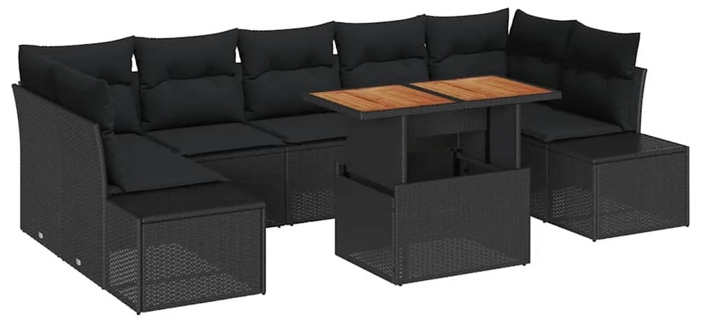 Conjunto de Jantar de Jardim com 8 peças e almofadas de rattan em poli