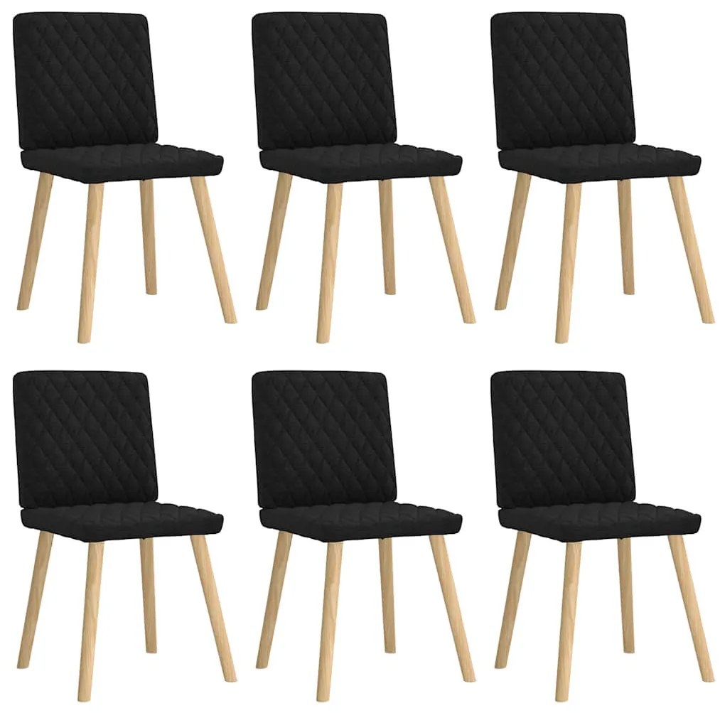 Cadeiras de jantar 6 pcs tecido preto