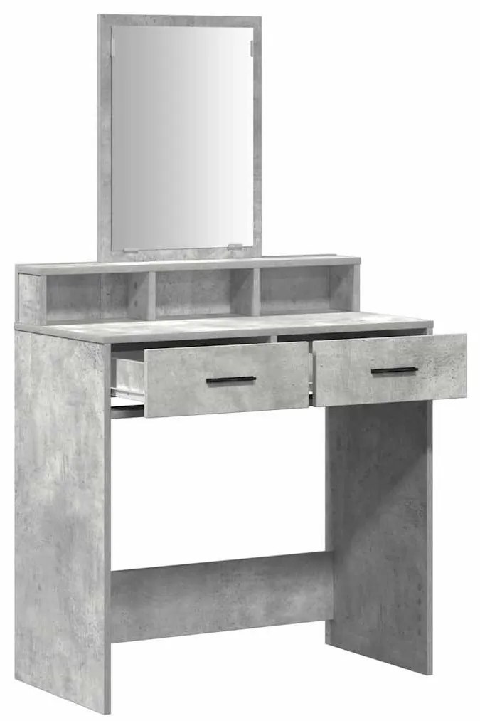 Espaço para Maquiagem com Gavetas Cinza Concreto 79x41x140 cm