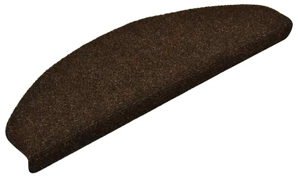 Tapetes escada autoadesivos 5 pcs 65x21x4 cm agulhado castanho