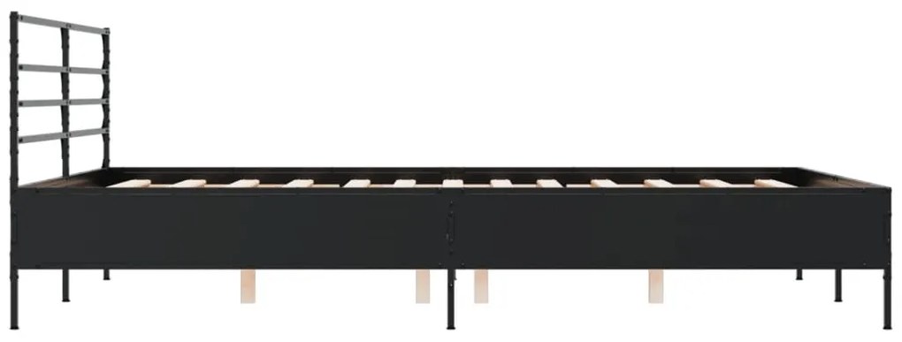 Estrutura de cama 150x200 cm derivados de madeira/metal preto