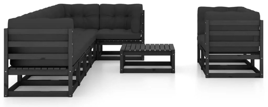 9 pcs conjunto lounge de jardim c/ almofadões pinho maciço