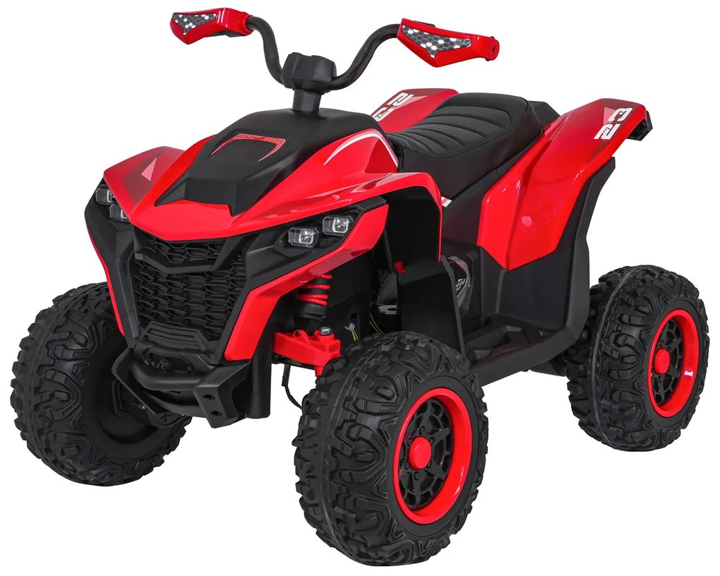 Moto 4 elétrica para crianças 12V 4x4 Fast Wheel, Controle remoto, Rodas Espuma EVA, assento couro ecológico Vermelha