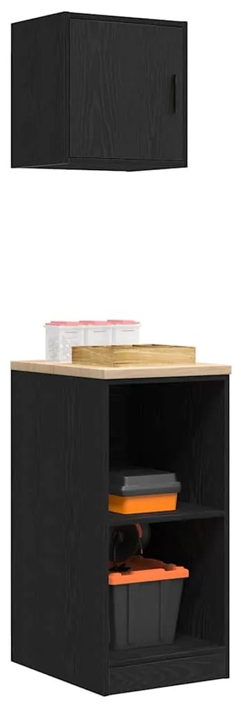 Armários de garagem 2 pcs derivados de madeira preto