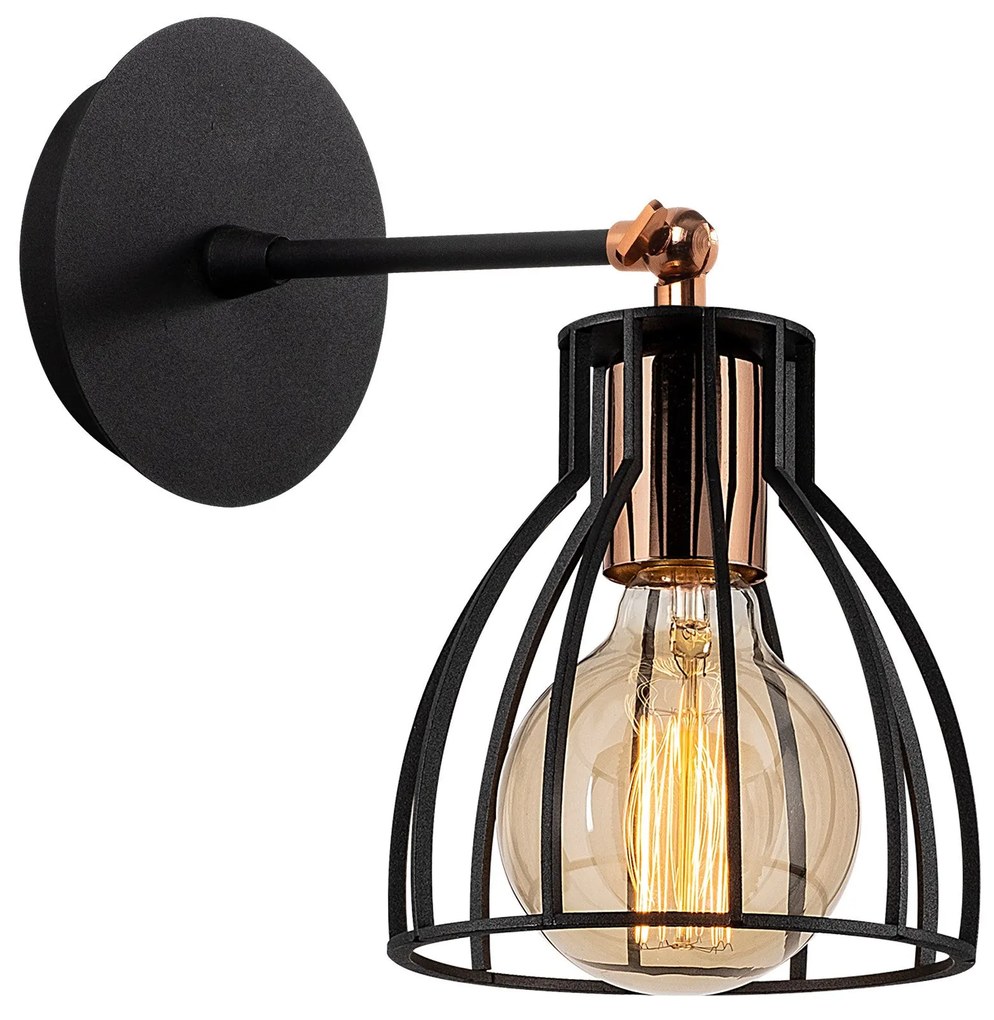 Candeeiro de Parede Kemah – Preto e Bronze – 15 cm