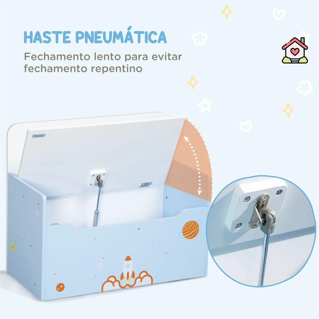 Baú Infantil 2 em 1 Baú de Armazenamento Organizador de Brinquedos para Crianças acima de 18 Meses com Tampa de Fechamento Seguro para Dormitório Sala