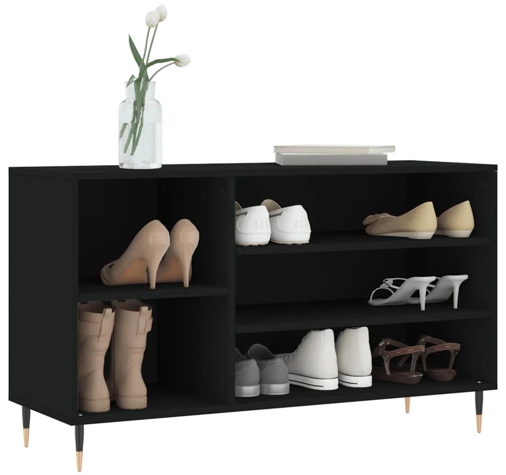 Sapateira Raika - Com 5 Prateleiras - Cor Preto - 102x36x60 cm - Deriv