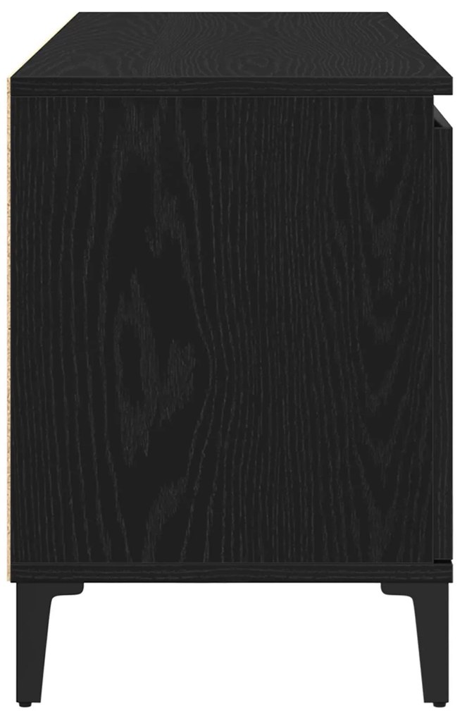 Armário de TV vidaXL Preto Carvalho 102x35x50 cm de Madeira de Engenha