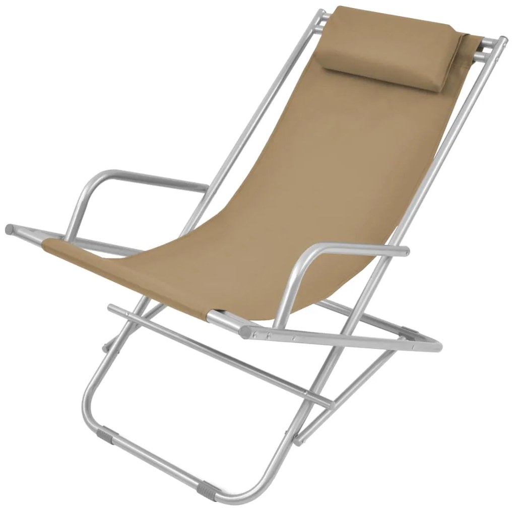 Cadeiras de jardim reclináveis 2 pcs aço cinzento-acastanhado