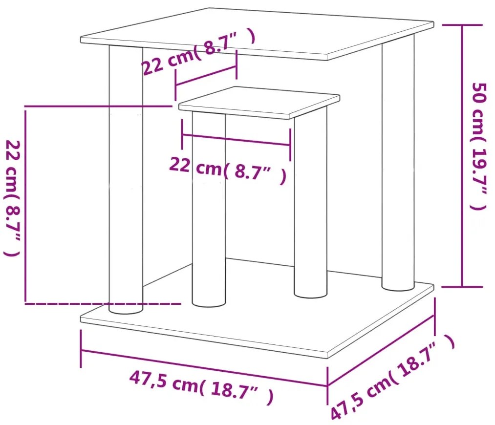Postes arranhadores para gatos com plataformas 50 cm cor creme
