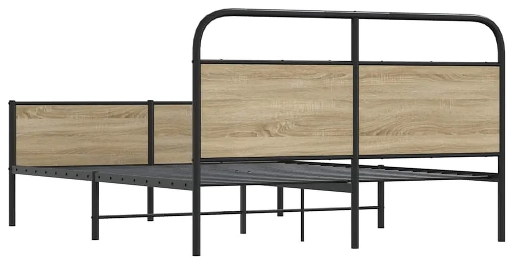 Estrutura de cama sem colchão 160x200 cm metal carvalho fumado