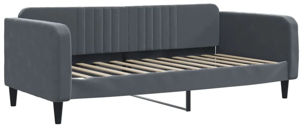 Sofá-cama c/ gavetão/colchões 100x200 cm veludo cinzento-escuro