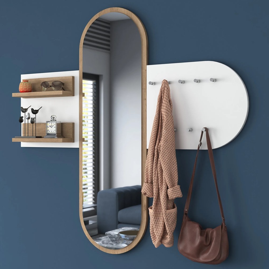 Hall Stand P3 – Branco e Nogueira – 125x120x12 cm