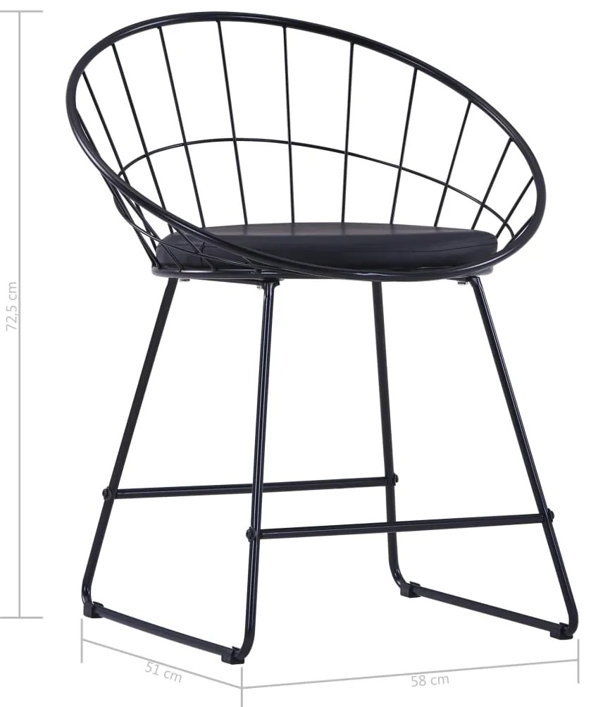 Cadeiras jantar c/ assentos em couro artificial 4 pcs aço preto