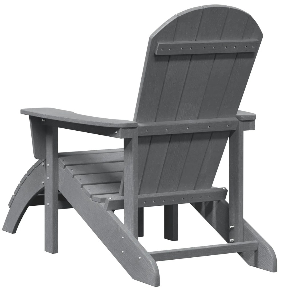 Cadeira Adirondack com Descanso para os Pés Cinza Claro HDPE