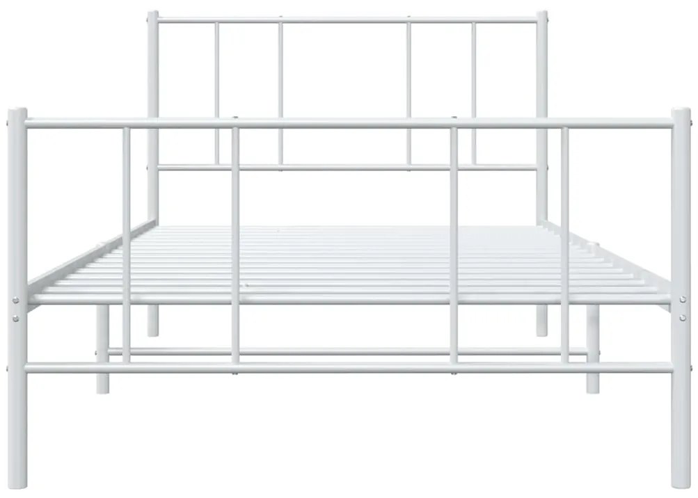 Estrutura de cama com cabeceira e pés 100x200 cm metal branco