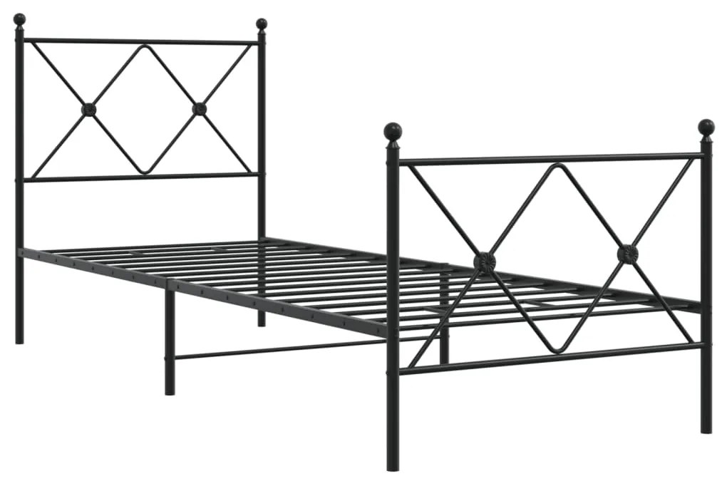 Estrutura de cama com cabeceira e pés 80x200 cm metal preto