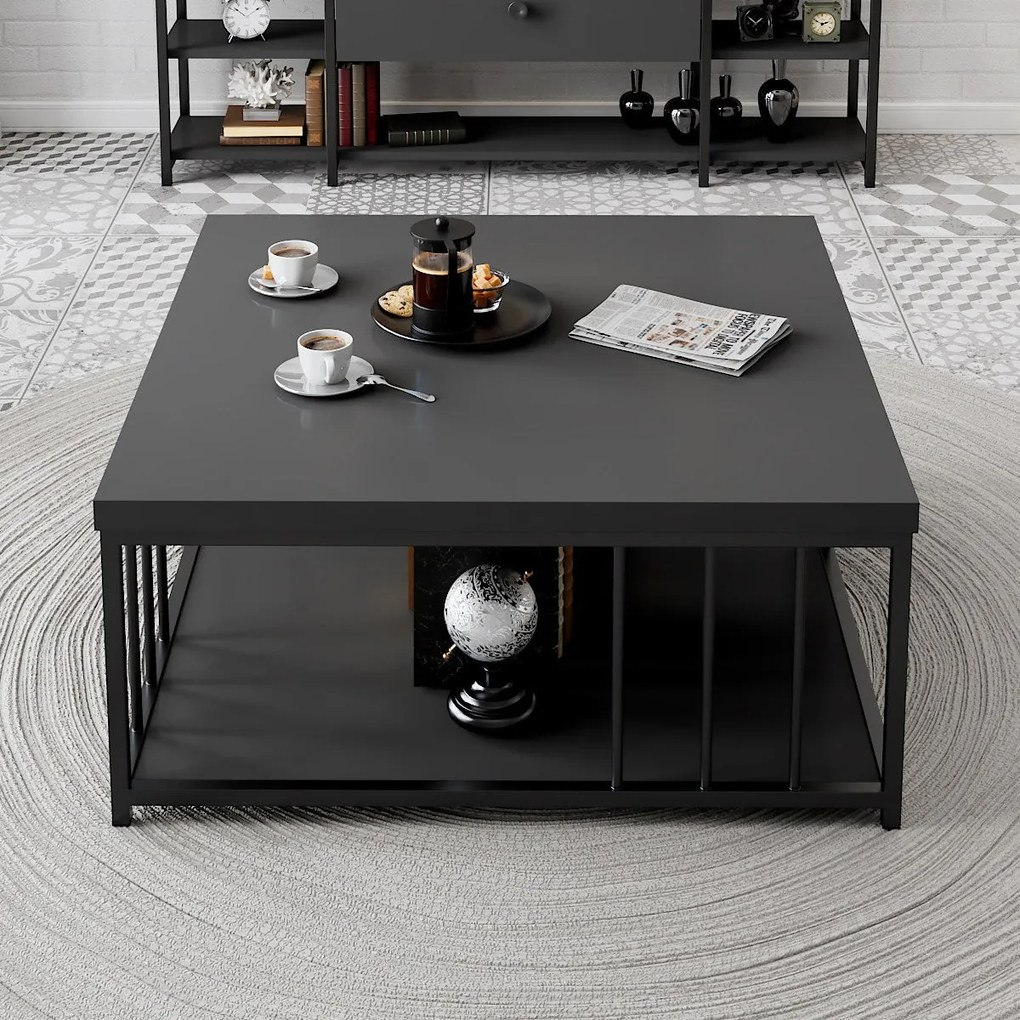 ****  
Mesa de Centro Zenn – Antracite e Preto – 90x90x40 cm

**