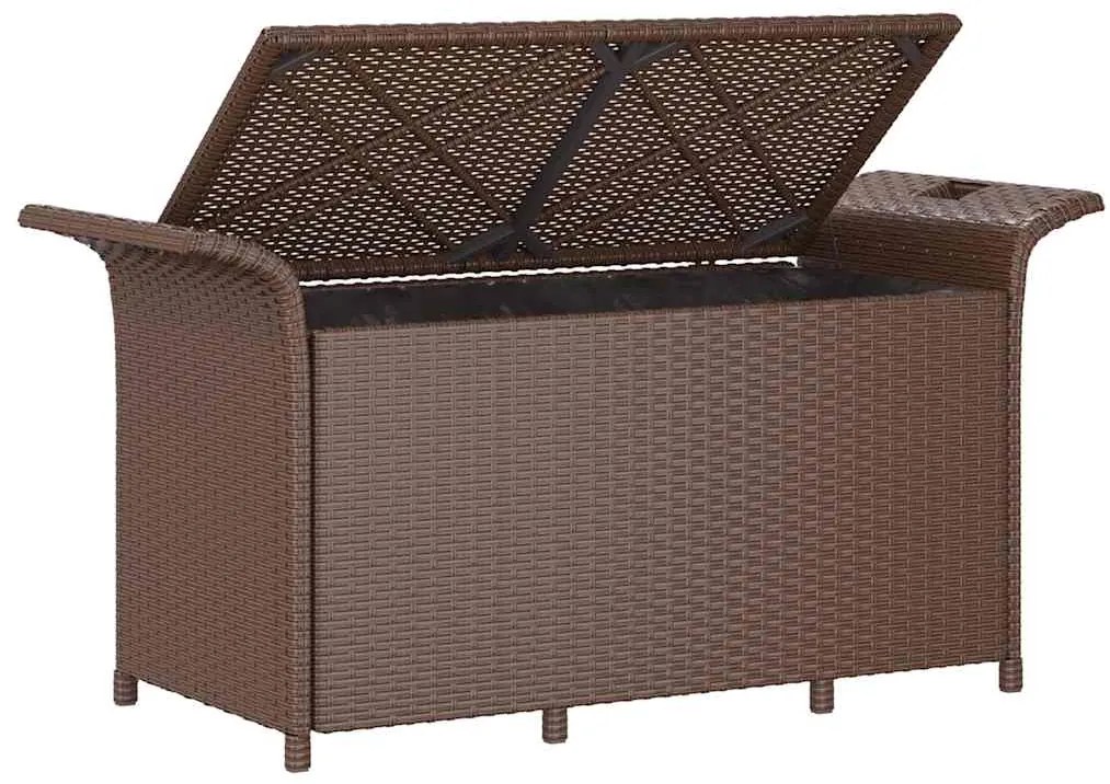 Banco de jardim com almofadão 116x46x57 cm vime PE castanho
