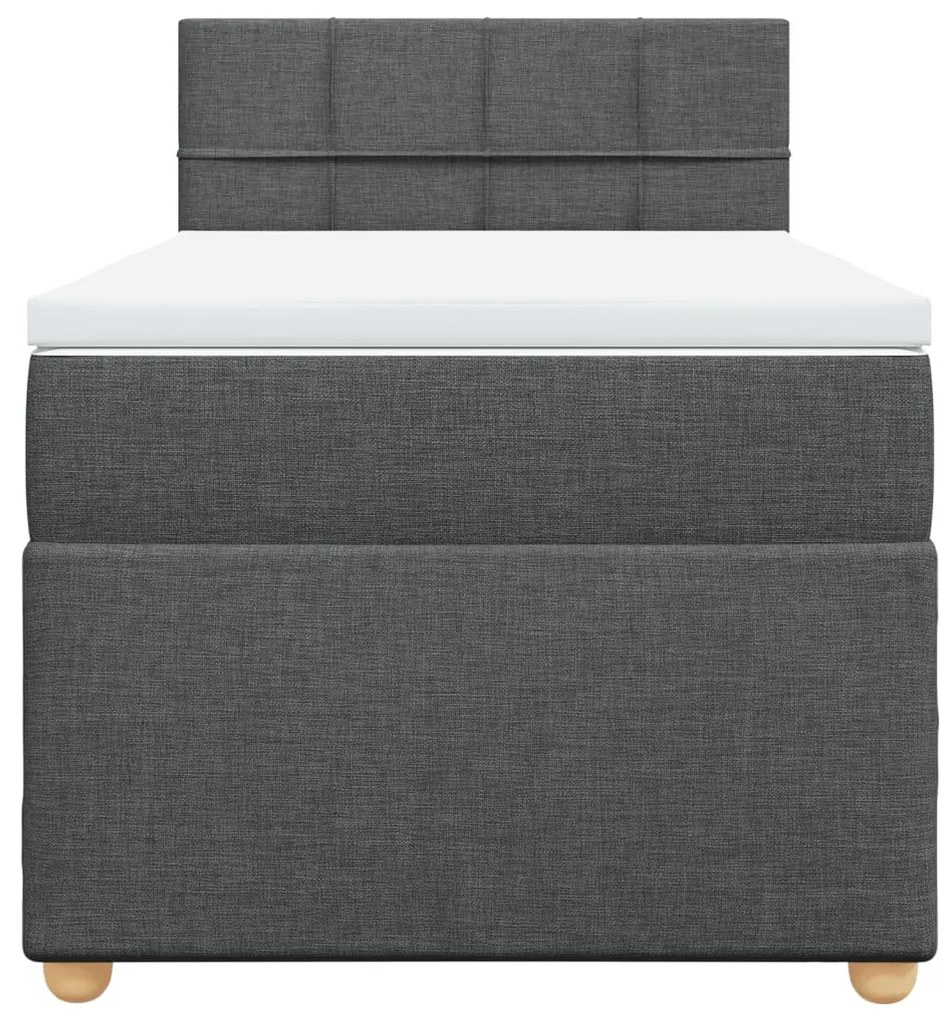 Cama com molas/colchão 90x190 cm tecido cinza-escuro