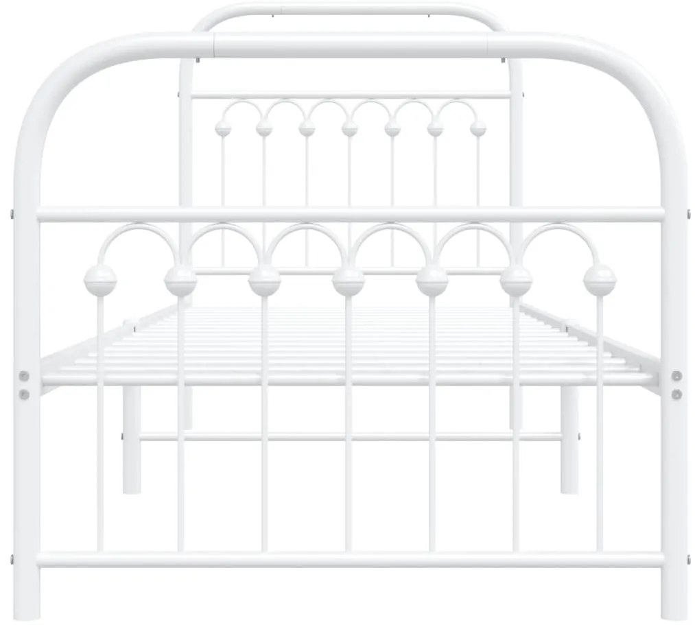 Estrutura de cama com cabeceira e pés 75x190 cm metal branco