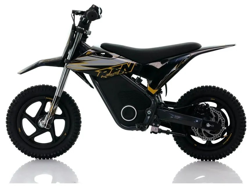 Mini moto eléctrica velocidade até 13 Km/h C/Limitador  RFN Warrior SX-E150 150W 12” Preto/Dourada