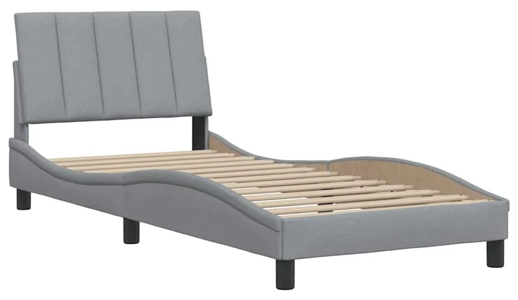 Estrutura de cama sem colchão 90x190 cm tecido cinzento-claro