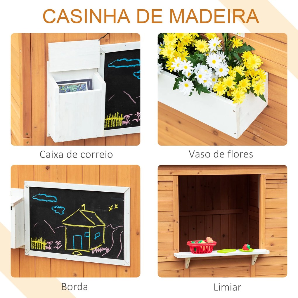 Casa Infantil de Madeira Casa de Brincar para Crianças acima de 3 Anos