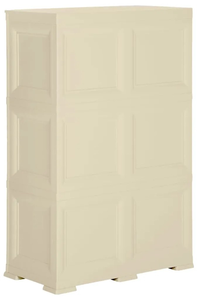 Armário de plástico 79x43x125 cm design de madeira branco nata